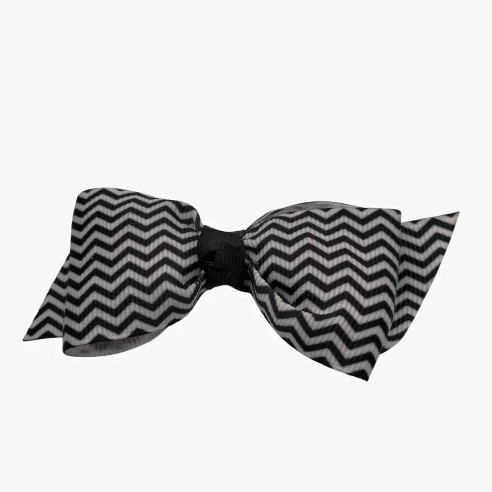 Black White Chevron Hair Bow Girls Accessory